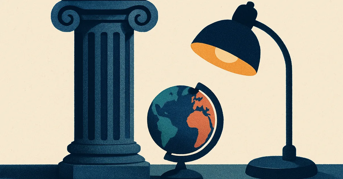 A stone column, globe and lamp, illustrating whether Polymarket is legal in the United States