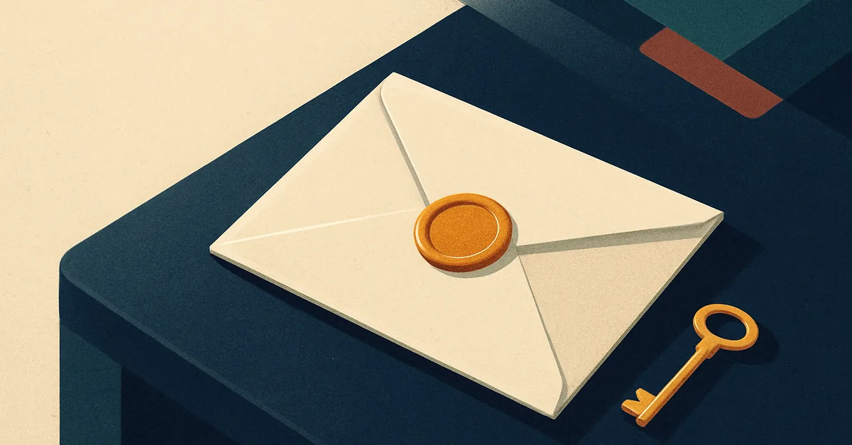 A sealed invitation envelope and key, illustrating how a Kalshi promo code and referral code invite new users