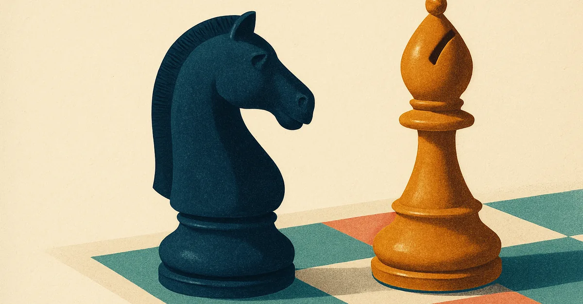 Two chess pieces facing off, illustrating our Kalshi vs Polymarket comparison of fees, sports, withdrawals and legal states